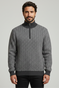 Jersey de hombre tipo pulóver con cuello alto y cierre corto